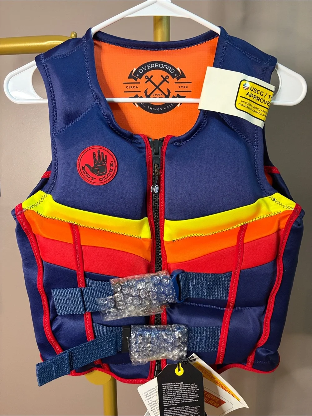 Body Glove- Kids Overboard Neoprene Life Vest - Navy with Yellow & Red Accents - Picture 1 of 16